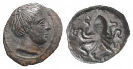 Sicily, Syracuse, c. 435-415 BC. Æ Onkia (11mm, 1.10g, 3h). Head of Arethusa r. R/ Octopus; pellet below. CNS II, 9; SNG ANS 382-3; HGC 2, 1434. Smoot...