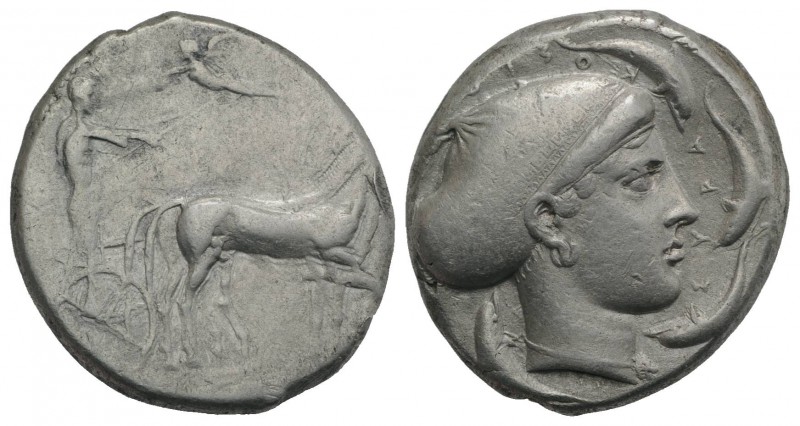 Sicily, Syracuse, c. 430-420 BC. AR Tetradrachm (28mm, 17.41g, 6h). Charioteer, ...