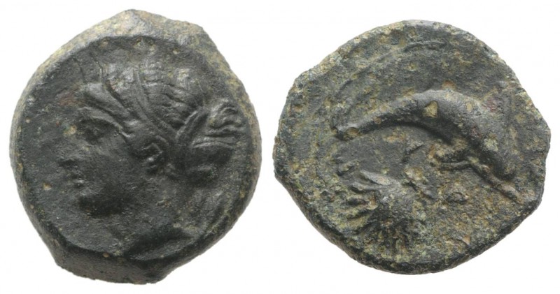 Sicily, Syracuse, c. 415-405 BC. Æ Hemilitron (15.5mm, 3.53g, 9h). Head of Areth...