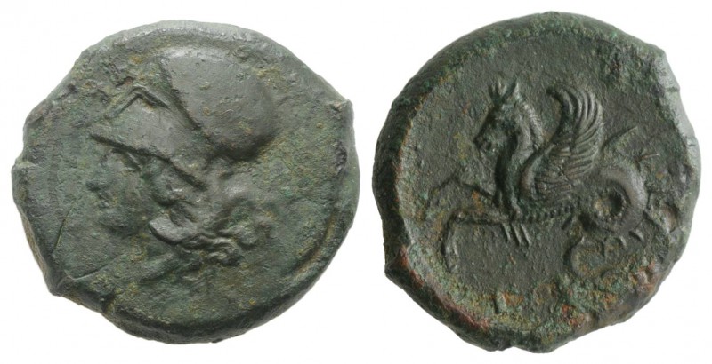 Sicily, Syracuse, c. 375-344 BC. Æ Hemilitron (18mm, 5.72g, 9h). Head of Athena ...