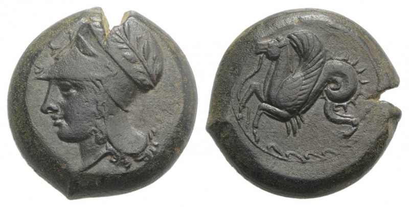 Sicily, Syracuse, c. 375-344 BC. Æ Hemilitron (18mm, 7.27g, 9h). Head of Athena ...
