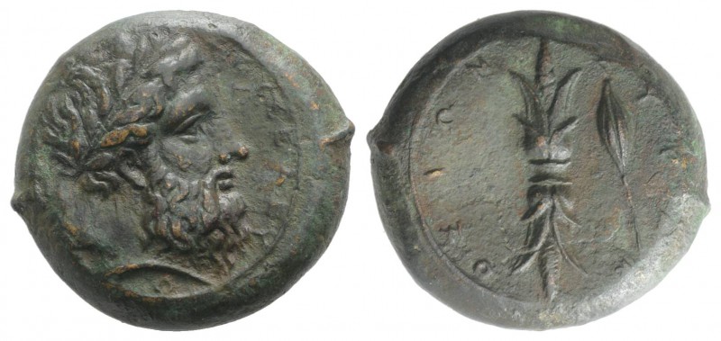 Sicily, Syracuse, c. 339/8-334 BC. Æ Hemidrachm (26mm, 17.26g, 6h). Laureate hea...