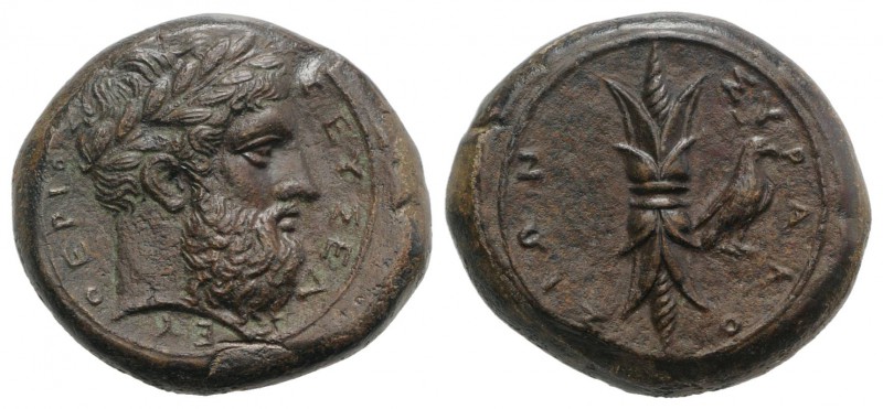 Sicily, Syracuse, c. 339/8-334 BC. Æ Hemidrachm (24.5mm, 13.43g, 12h). Laureate ...