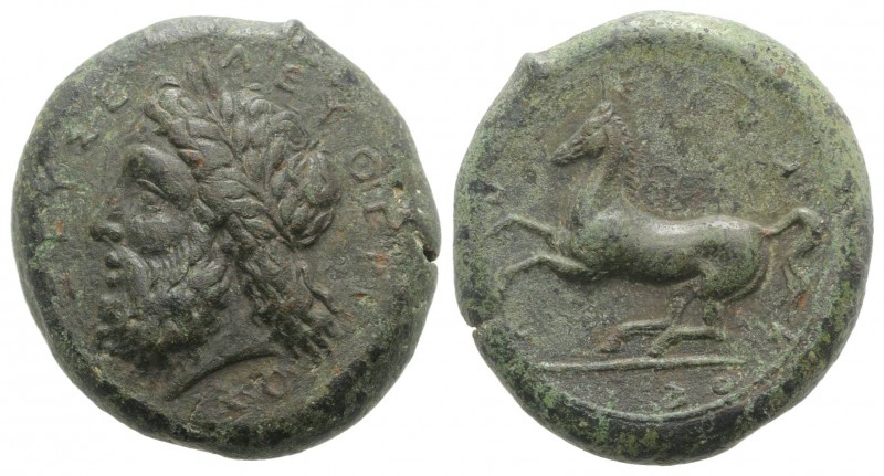 Sicily, Syracuse, c. 339/8-334 BC. Æ Dilitron (27.5mm, 19.29g, 1h). Laureate hea...