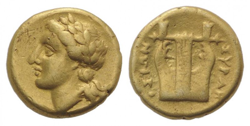 Sicily, Syracuse. Agathokles (317-289 BC). EL 25 Litrai (10mm, 1.84g, 2h), c. 31...