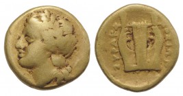 Sicily, Syracuse. Agathokles (317-289 BC). EL 25 Litrai (11mm, 1.79g, 2h), c. 310-305. Laureate head of Apollo l. R/ Lyre. Jenkins group A; SNG ANS 61...