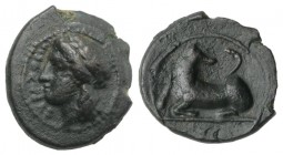 Sicily, Syracuse. Agathokles (317-289 BC). Æ (13mm, 1.83g, 9h). Laureate head of Apollo l. R/ Hound seated l., head r.; Σ below. CNS II, 149; cf. SNG ...