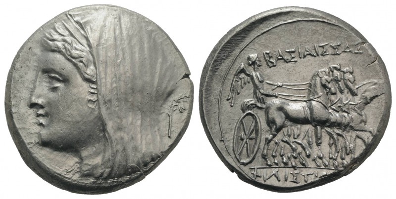 Sicily, Syracuse. Philistis (wife of Hieron II, 275-215 BC). AR 16 Litrai – Tetr...
