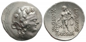 Islands of Thrace, Thasos, c. 90-75 BC. AR Tetradrachm (34mm, 16.80g, 12h). Wreathed head of young Dionysos r. R/ Herakles standing l., holding club a...