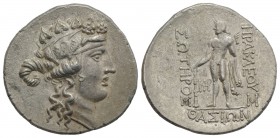 Islands of Thrace, Thasos, c. 90-75 BC. AR Tetradrachm (33mm, 16.92g, 12h). Wreathed head of young Dionysos r. R/ Herakles standing l., holding club a...