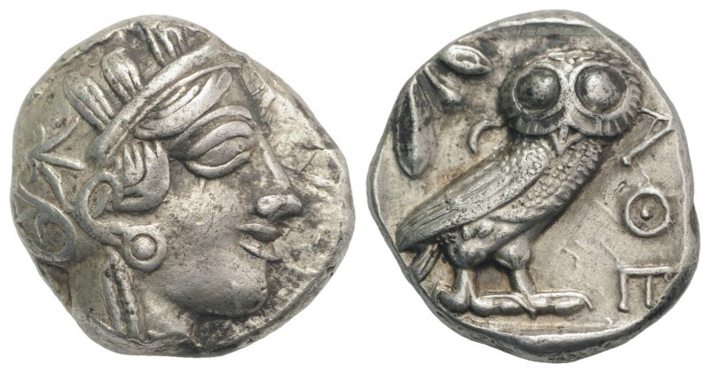 Attica, Athens, c. 454-404 BC. AR Tetradrachm (24mm, 17.17g, 9h). Helmeted head ...