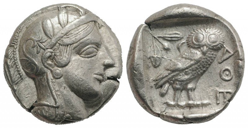 Attica, Athens, c. 454-404 BC. AR Tetradrachm (25mm, 17.16g, 10h). Helmeted head...