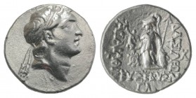 Kings of Cappadocia, Ariarathes V (c. 163-130 BC). AR Drachm (18mm, 4.18g, 12h), year 33 (130 BC). Diademed head r. R/ Athena Nikephoros standing l.; ...