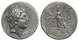 Kings of Cappadocia, Ariarathes VII (c. 112/0-100 BC). AR Drachm (17.5mm, 4.14g, 12h), year 9 (103 or 101 BC). Diademed head r. R/ Athena Nikephoros s...