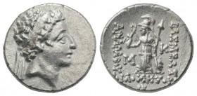 Kings of Cappadocia. Ariarathes VII (c. 111-99 BC). AR Drachm (17mm, 4.14g, 12h), year 12 (100 BC). Diademed head r. R/ Athena Nikephoros standing l.;...