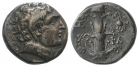 Kyrene, Magas (Ptolemaic governor, c. 300-282/75 BC). AR Didrachm (20mm, 7.30g, 12h). Head of Karneios r. R/ Silphion plant; ZE monogram to upper l., ...