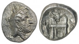 Kings of Persis, Uncertain king, mid-late 2nd century BC. AR Drachm (16mm, 4.12g, 10). Head r., wearing diadem and satrapal cap surmounted by eagle. R...