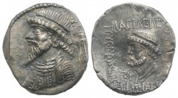 Kings of Elymais, Kamnaskires V (Mid-late 1st century BC). BI Tetradrachm (28mm, 13.85g, 12h). Diademed and draped bust l.; behind, star above Seleuki...