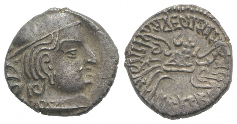 India, Post Gupta. Western Satraps, AD 100-300. AR Drachm (14mm, 2.34g, 3h). Cap...