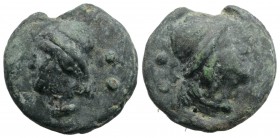 Anonymous, Rome, c. 270 BC. Cast Æ Sextans (37mm, 52.15g, 12h). Head of Dioscurus r., wearing pileus. R/ Head of Dioscurus l., wearing pileus. Vecchi,...