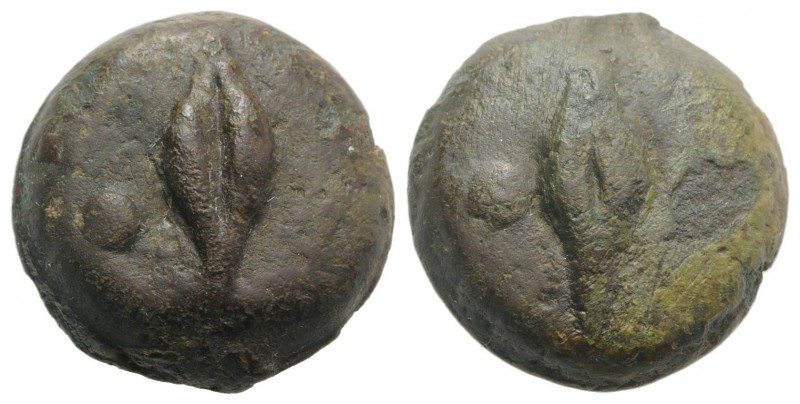 Anonymous, Rome, c. 270 BC. Cast Æ Uncia (25mm, 26.65g, 6h). Barley-grain; pelle...