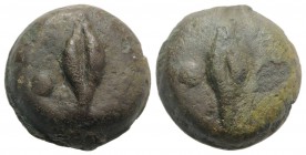 Anonymous, Rome, c. 270 BC. Cast Æ Uncia (25mm, 26.65g, 6h). Barley-grain; pellet to l. R/ Barley-grain; pellet to r. Vecchi, ICC 38; Crawford 18/6; H...