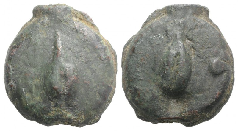 Anonymous, Rome, c. 270 BC. Cast Æ Uncia (31mm, 32.64g, 12h). Barley-grain; pell...