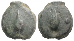 Anonymous, Rome, c. 270 BC. Cast Æ Uncia (31mm, 32.64g, 12h). Barley-grain; pellet to l. R/ Barley-grain; pellet to r. Vecchi, ICC 38; Crawford 18/6; ...