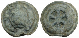Anonymous, Rome, c. 230 BC. Cast Æ Sextans (34mm, 39.62g). Tortoise on a raised disk. R/ Wheel of six spokes on a raised disk. Vecchi, ICC 71; Crawfor...