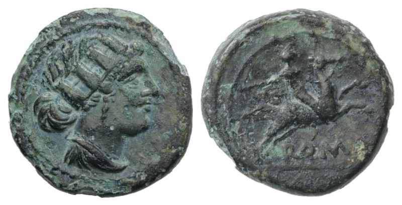 Anonymous, Rome, 217-215 BC. Æ Semuncia (19mm, 4.64g, 2h). Draped female bust r....