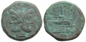 Anonymous, Rome, after 211 BC. Æ As (34.5mm, 44.18g, 6h). Laureate head of Janus. R/ Prow of galley r. Crawford 56/2; RBW 200-2. Green patina, VF