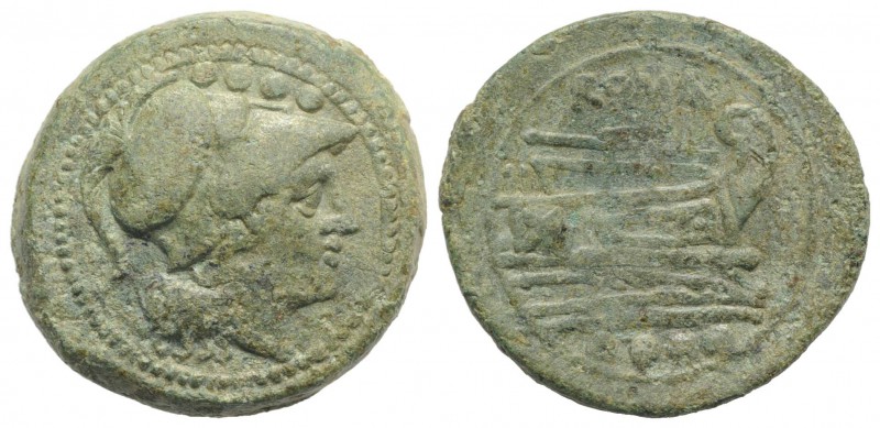 Anonymous, Rome, after 211 BC. Æ Triens (27mm, 13.96g, 1h). Helmeted head of Min...