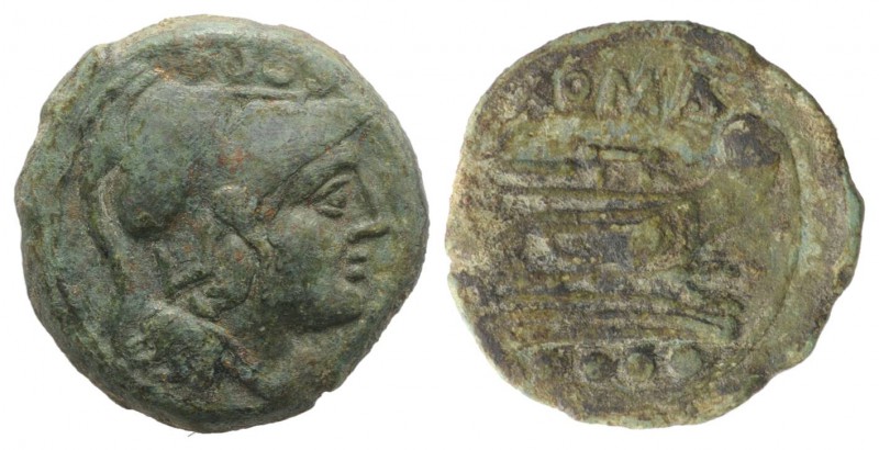 Anonymous, Sardinia, after 211 BC. Æ Triens (23mm, 6.86g, 11h). Helmeted head of...