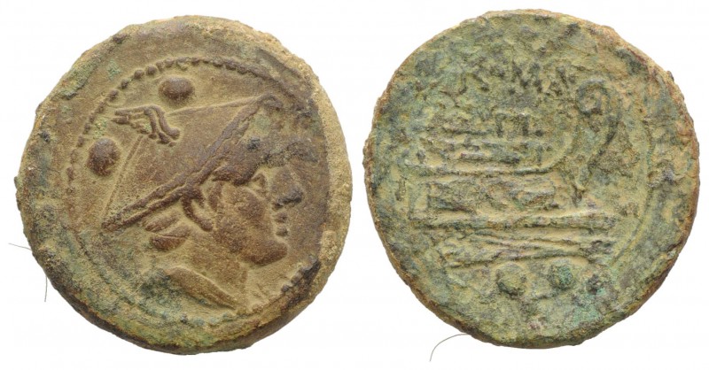Anonymous, Rome, after 211 BC. Æ Sextans (25mm, 10.82g, 1h). Head of Mercury r. ...