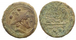 Anonymous, Rome, after 211 BC. Æ Sextans (25mm, 10.82g, 1h). Head of Mercury r. wearing winged petasus. R/ Prow of galley r. Crawford 56/6; RBW 212. G...