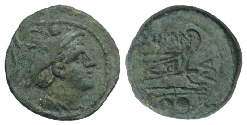 MA series, Sardinia, 210 BC. Æ Sextans (19mm, 4.40g, 3h). Head of Mercury r. wea...