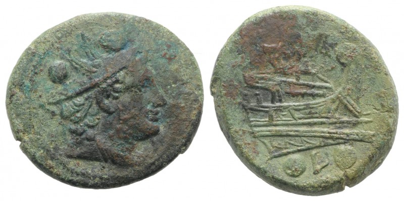 Anonymous, Luceria, 211-208 BC. Æ Sextans (25mm, 9.95g, 11h). Draped bust of Her...