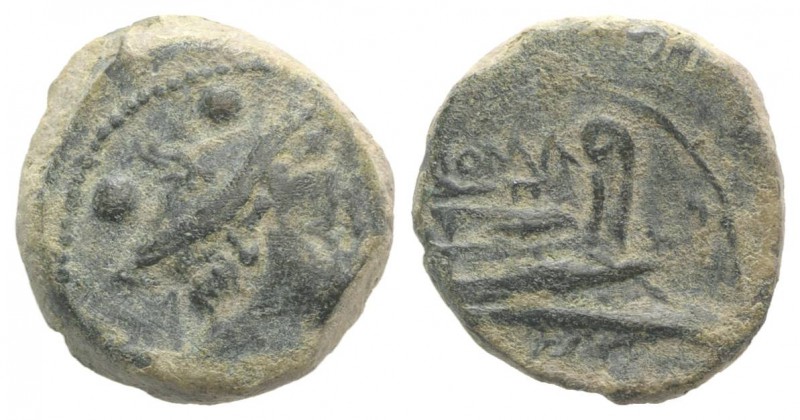 Anonymous, Canusium, 209-208 BC. Æ Sextans (16mm, 4.79g, 7h). Head of Mercury r....