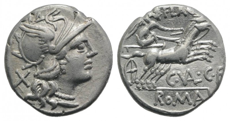 C. Valerius C.f. Flaccus, Rome, 140 BC. AR Denarius (18mm, 3.69g, 12h). Helmeted...