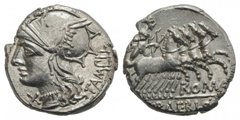 M. Baebius Q.f. Tampilus, Rome, 137 BC. AR Denarius (17mm, 3.95g, 3h). Helmeted ...