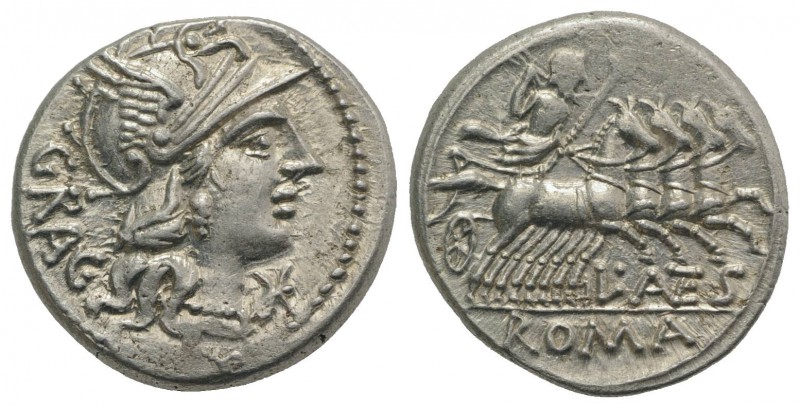 L. Antestius Gragulus, Rome, 136 BC. AR Denarius (19mm, 3.96g, 6h). Helmeted hea...