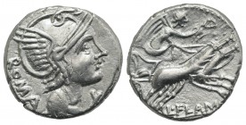 L. Flaminius Chilo, Rome, 109-108 BC. AR Denarius (17mm, 3.88g, 6h). Helmeted head of Roma r. R/ Victory driving biga r. Crawford 302/1; RBW 1144; RSC...