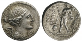 L. Valerius Flaccus, Rome, 108-107 BC. AR Denarius (19mm, 3.80g, 3h). Winged and draped bust of Victory r. R/ Mars advancing l., holding spear and tro...