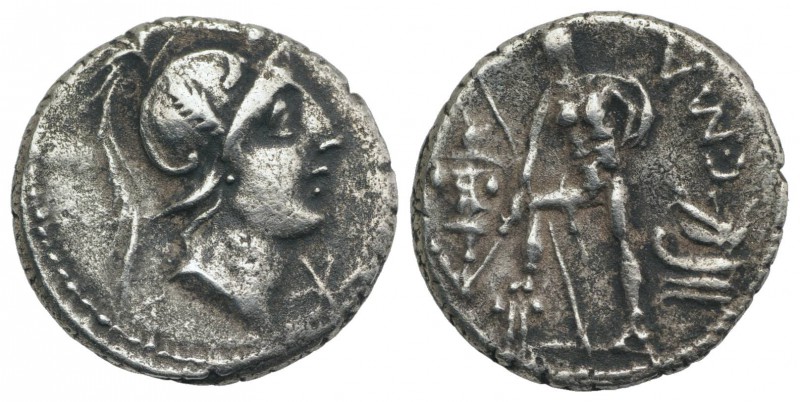 C. Malleolus C.f., Rome, 118 BC. AR Denarius (17.5mm, 3.63g, 6h). Helmeted head ...