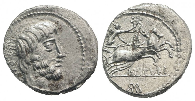 L. Titurius L.f. Sabinus, Rome, 89 BC. AR Denarius (19.5mm, 3.86g, 7h). Bare hea...