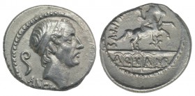 L. Marcius Philippus, Rome, 57 BC. AR Denarius (18mm, 4.10g, 6h). Diademed head of Ancus Marcius r.; lituus to l. R/ Equestrian statue r. on aqueduct;...