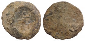 Roman PB Seal, c. 1st century BC - 1st century AD (22mm, 6.16g). Jupiter seated l., holding patera and thunderbolt.