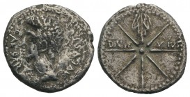Augustus (27 BC-AD 14). AR Denarius (19mm, 2.91g, 9h). Uncertain Spanish mint (Colonia Caesaraugusta?), c. 19-18 BC. Head l., wearing oak wreath. R/ C...
