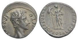 Augustus (27 BC-AD 14). AR Denarius (18mm, 3.73g, 6h). Uncertain Spanish mint (Colonia Patricia?), 17-16 BC. Bare head r. R/ Mars standing l., holding...