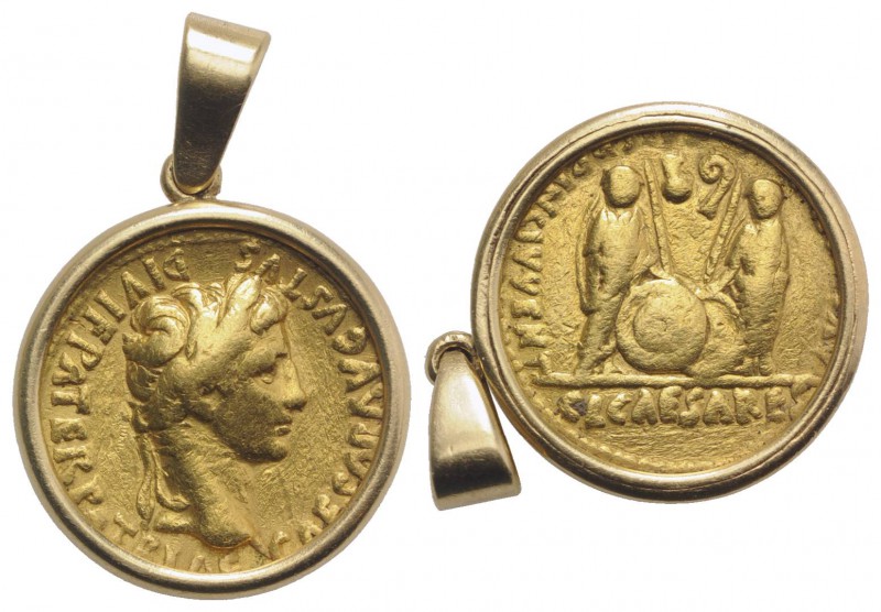 Augustus (27 BC-AD 14). AV Aureus (23mm, 11.30g, 5h). Lugdunum, 2 BC-AD 4. Laure...